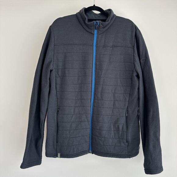 Icebreaker Legend Jacket Mens Large Gray Blue Merino Wool Quilted Full Zip Layer - Picture 1 of 7